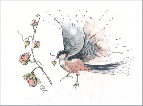 Long tailed tit illustration by, ClaireMurthy with link to her website